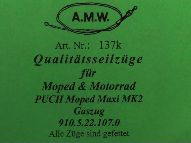 Kabel Puch Maxi MK2 gaskabel zonder stel elleboog A.M.W. product